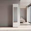 Armoire de rangement avec miroir et porte sur 4 tablettes S baie, blanc, design moderne-132957518