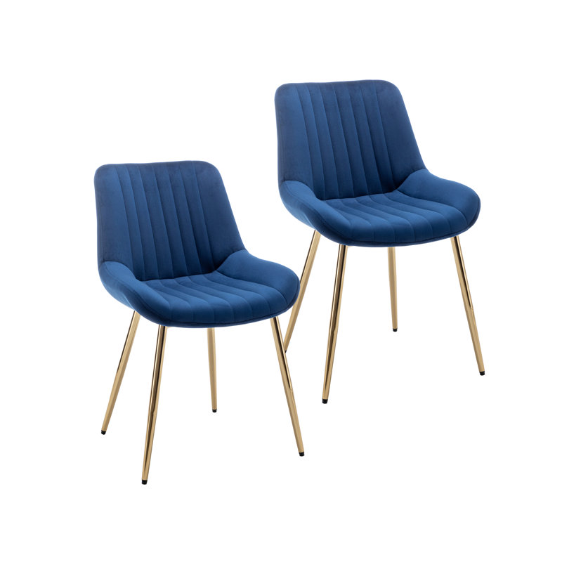 Chaise d'appoint rembourrée en velours Alannah, Bleu