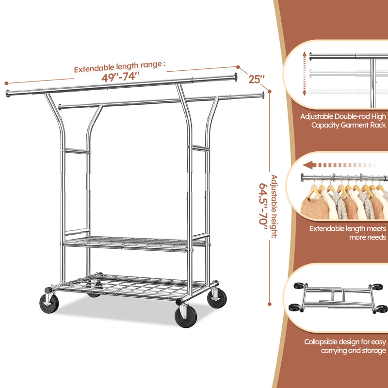 Majram Metal Adjustable Clothing Rack, Chrome
