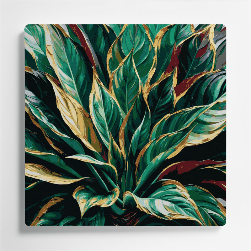 Art mural en métal Botanical Dracaena, H 16 po x l 16 po