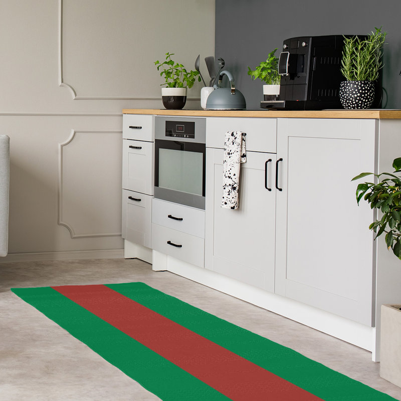 Tapis à rayures vert/doré, Tapis de couloir 2 pi 6 po x 8 pi