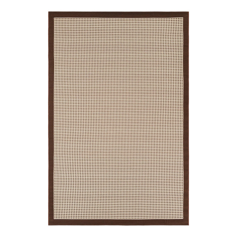 Tapis brun / beige en polypropylène tissé à la machine à motif géométrique Gourlie, Rectangle 2 pi x 3 pi 1 po