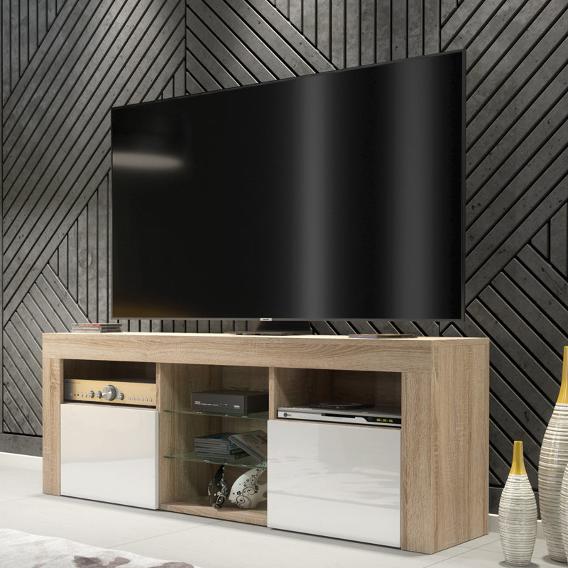Searah TV Stand for TVs up to 48", Medium Wood/White