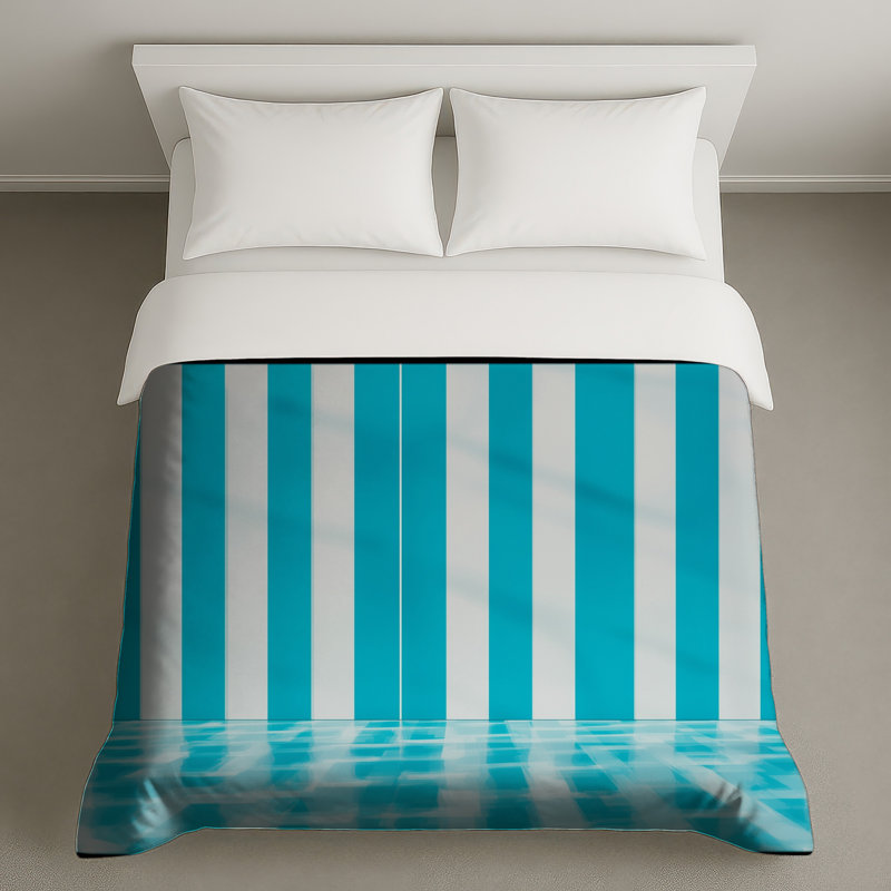 Blue White Vertical Stripes Duvet Covers, Lit simple