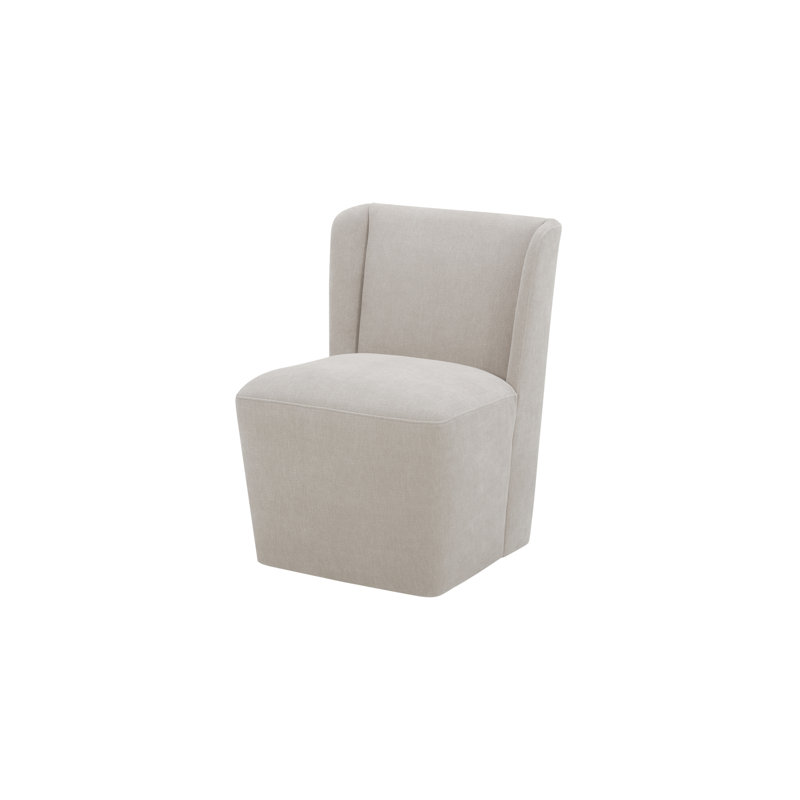 Corabeth Upholstered Rolling Dining Chair, Warm Sand