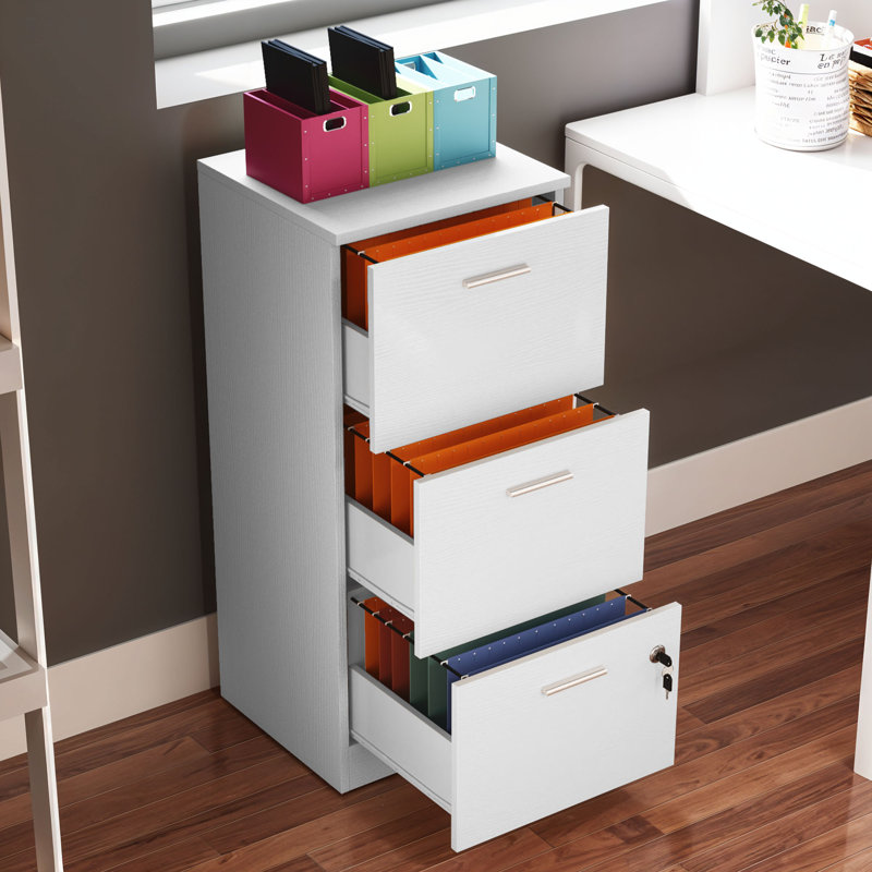 3-Drawer Filing Cabinet, White