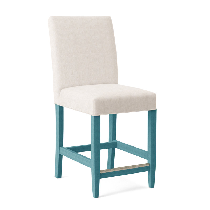 Manhattan Upholstered Stool with Solid Wood Frame, White Sugar Performance; 0863-91, Celery Finish
