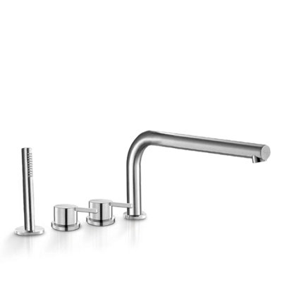Acquaco Linki Stylo Deck Mount Four-Hole Two Handle Bathtub Faucet with Hand Shower with 8-1/4'' Spout Reach