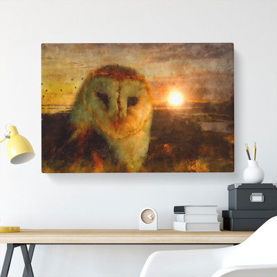 Owl At Sunset - Wrapped Canvas