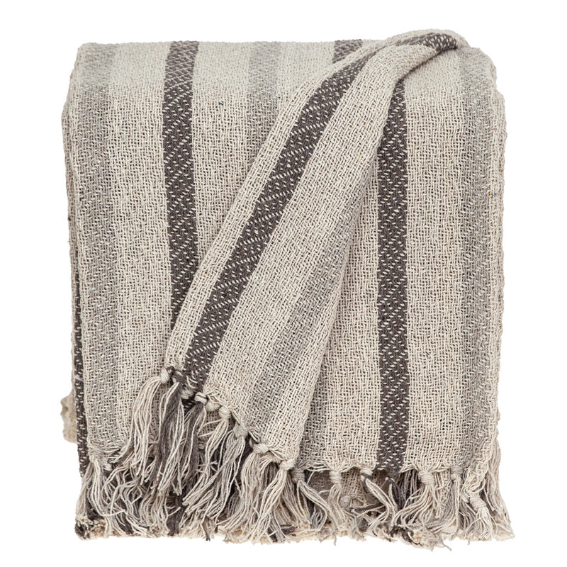  Jeté 100% coton Diamond, Beige Striped 3