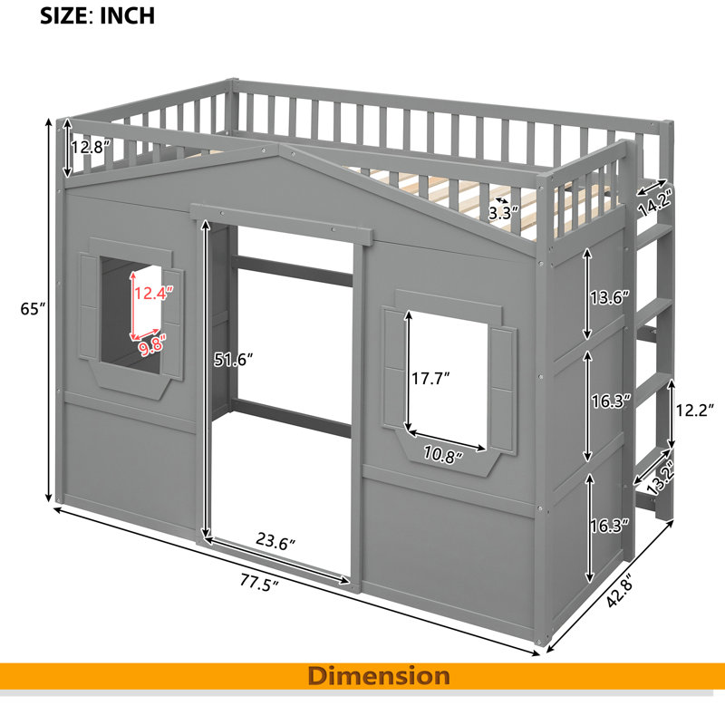 Lit mezzanine simple avec échelle, Gris