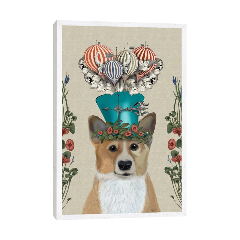 Corgi II by Fab Funky - Gallery-Wrapped Canvas Giclée on Canvas, White Framed, 101.6 cm H x 66.04 cm W