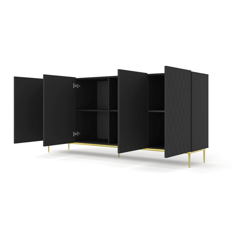 Altis 192.6cm Sideboard, Black Matt/Gold