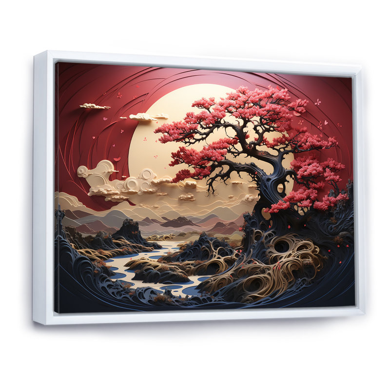 Art mural rouge et rouge avec fleurs de jardin II - autres plantes et fleurs, Cadre flottant blanc