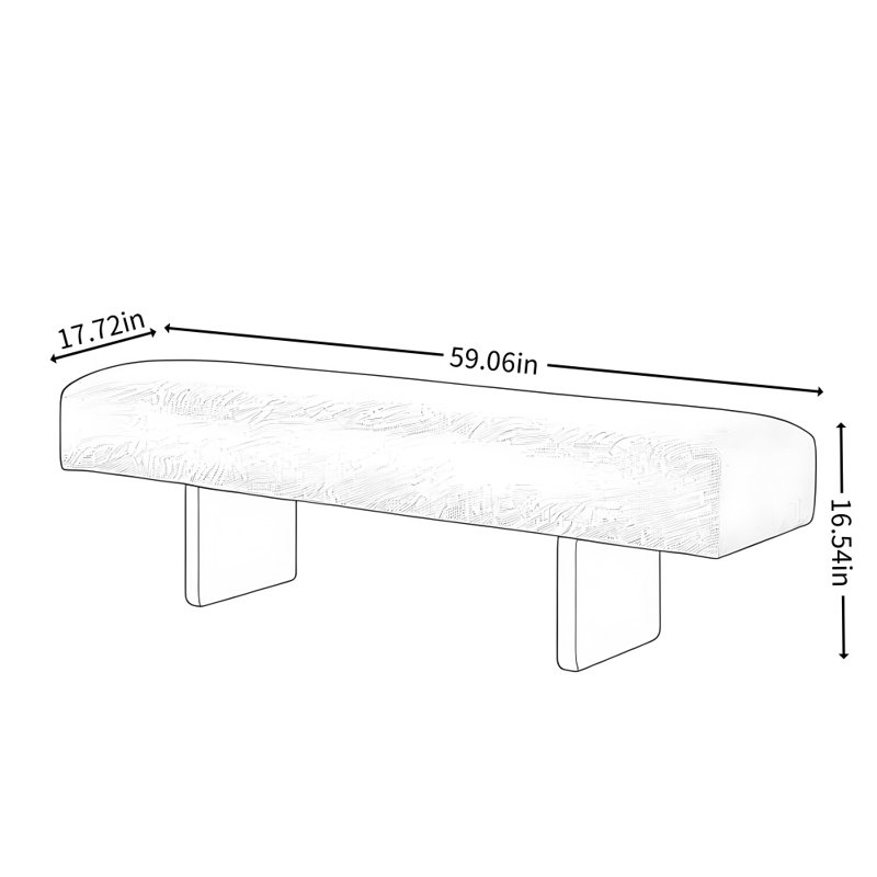 Simple Solid Wood Design Off-white Bench