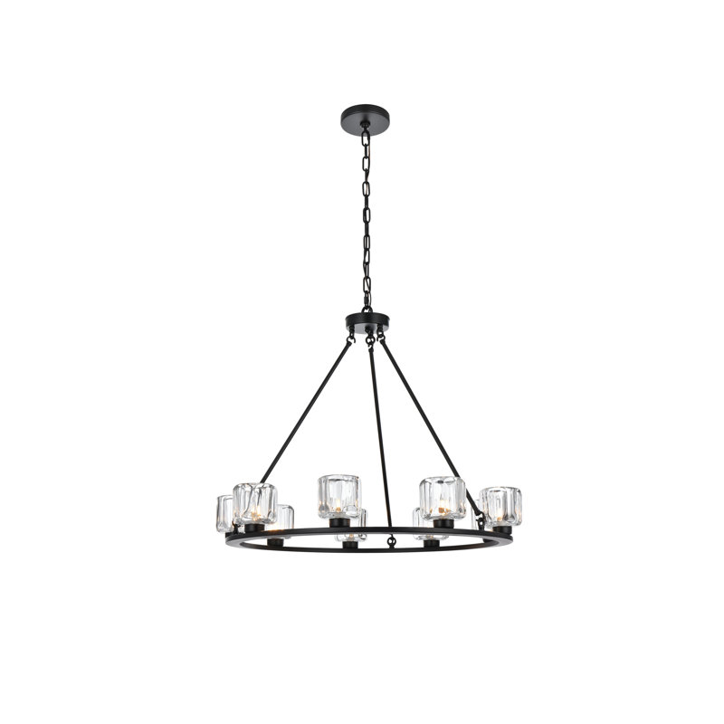 Lustre 32 pouces Enrique, H 27 po x l 32 po x P 32 po, Noir, noir, noir, noir