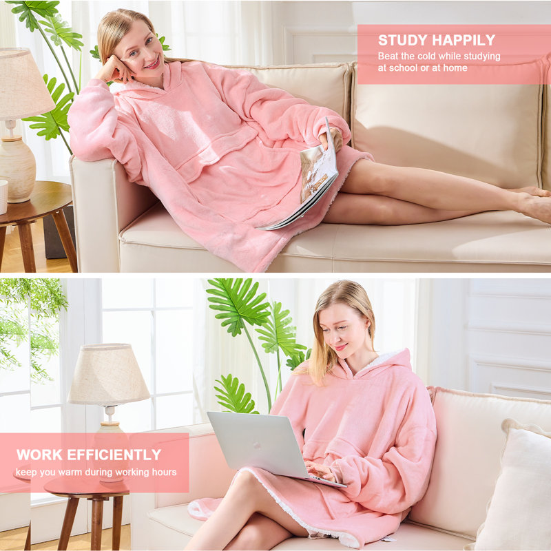 Surdimensionné en sherpa chauffant pour adultes, Rose