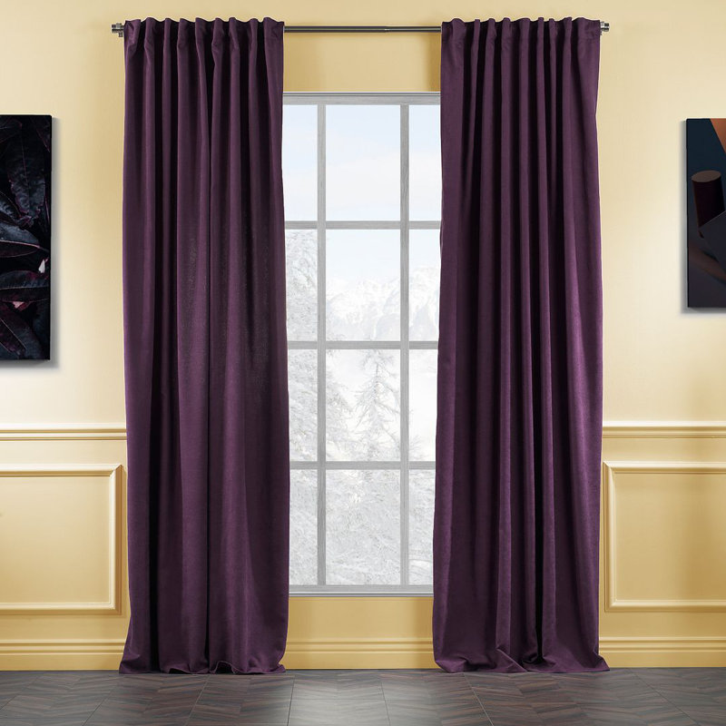 Blackout Thermal with Liner Extra Long & Extra Wide Decorative Curtain Single Panel, 140cm Width x 145cm Drop, Purple