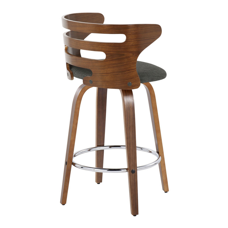 Tabouret de bar Mid-Century moderne à hauteur fixe avec pivot, Gris foncé