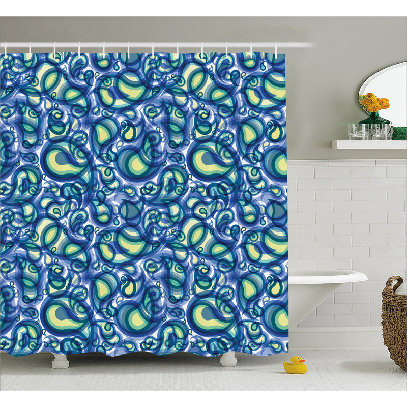 Paisley Shower Curtain with Hooks Included, 69" W x 75" L