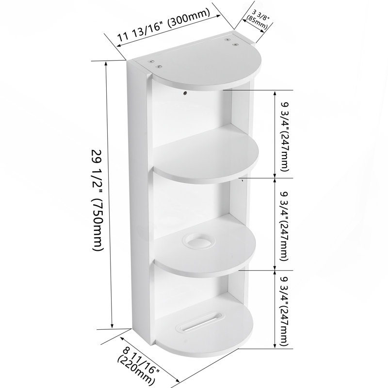 Space-Saving Bathroom Wall-Mounted Storage Rack with Versatile Design, Glossy White
