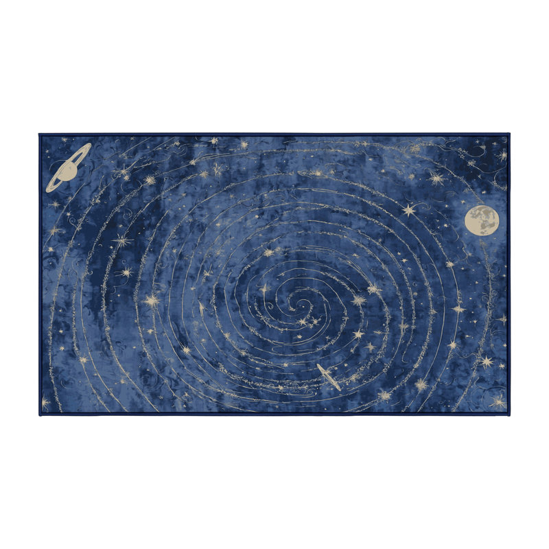 Machine Washable Blue Area Rug