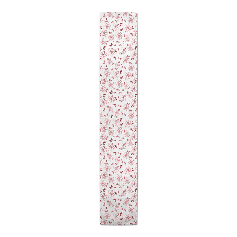 Chemin de table extérieur gris à motif floral, L 72 po x P 16 po, Rouge