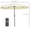 Parasol de patio blanc 9 pi, inclinaison et manivelle, identificateur de spécialité, plissé avec des pampilles, 8 baleines pour terrasse de jardin