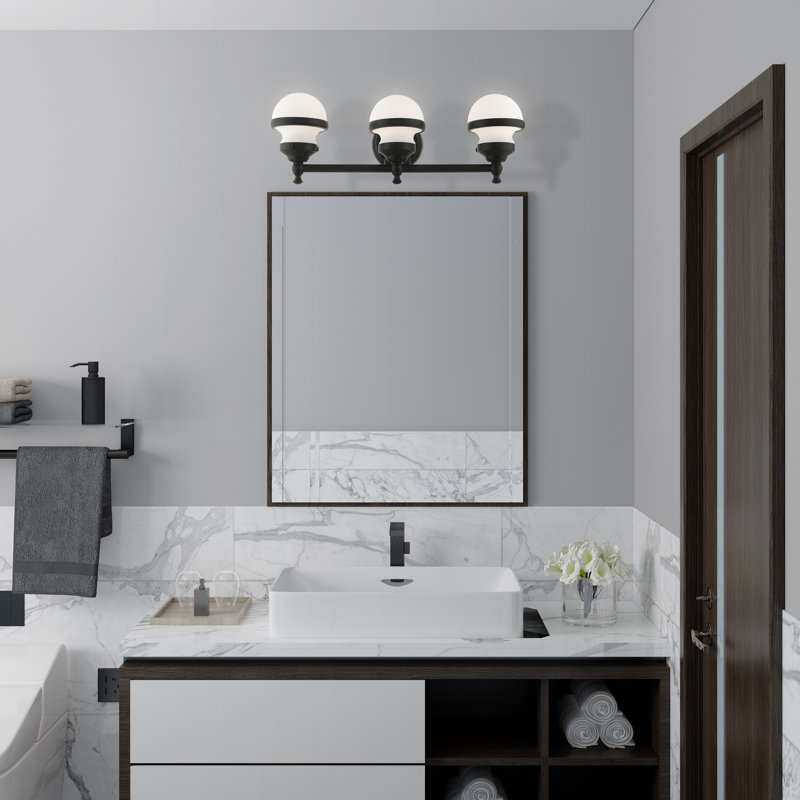 Aseret Dimmable Vanity Light, Old Bronze, 8.25" H x 24" W x 7.25" D, 3 Lights