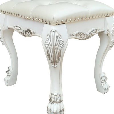 Tabouret de coiffeuse blanc Ii - capacité de poids de 220 lb, largeur de siège de 21 po, profondeur de 17 po, qualité de fabrication douce et os