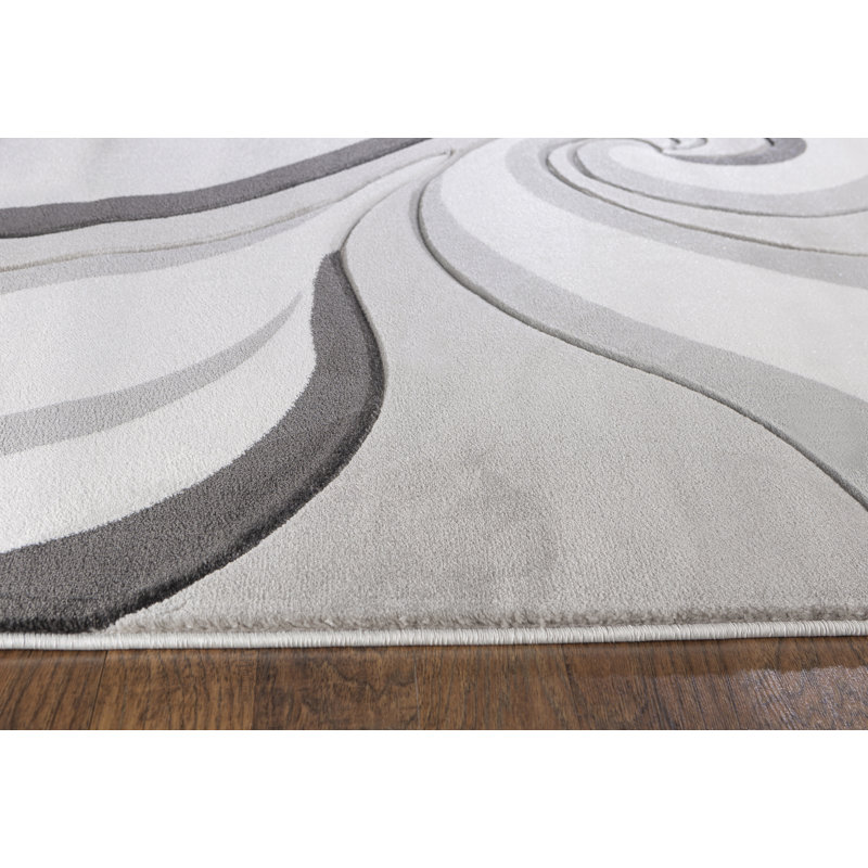 Tapis argenté à motif abstrait Anais, Rectangle 3 pi 8 po x 5 pi 6 po