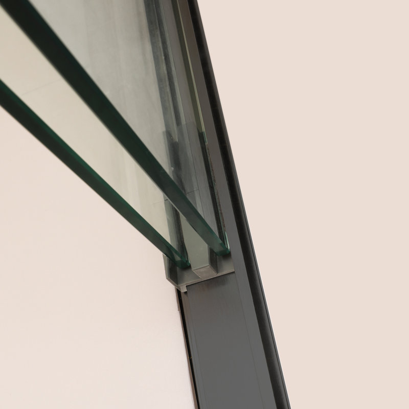 Porte de douche coulissante double noire matte, l 48 po x H 76 po - Élégante enceinte avec verre trempé et option de réglage des profils muraux, porte pour salles de bain élégantes