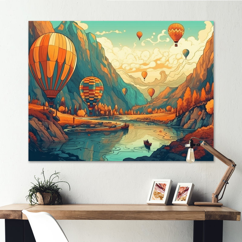High In The Sky Hot Air Ballon sur impression sur toile, H 30 po x l 40 po x P 1,5 po, Toile tendue