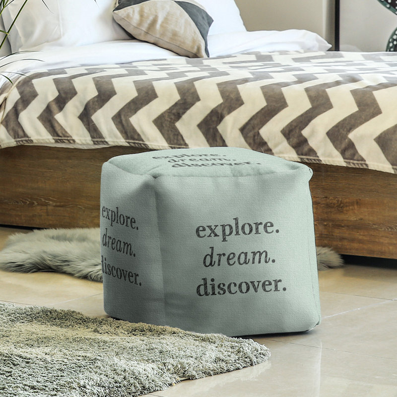 Upholstered Ottoman, Green/Black