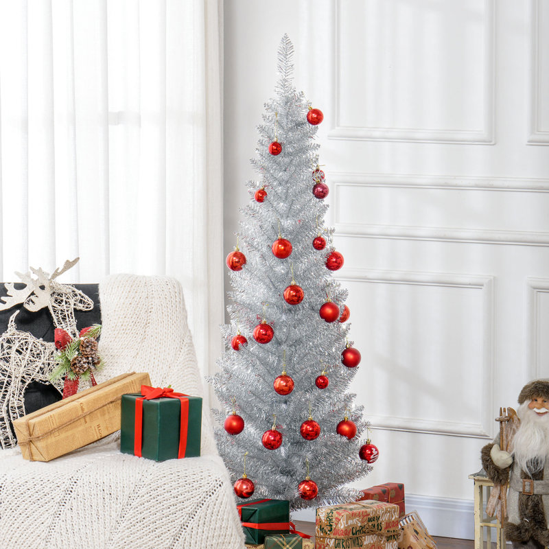 Arbre de Noël artificiel 5 pi HOMcom, H 5 pi, Blanc