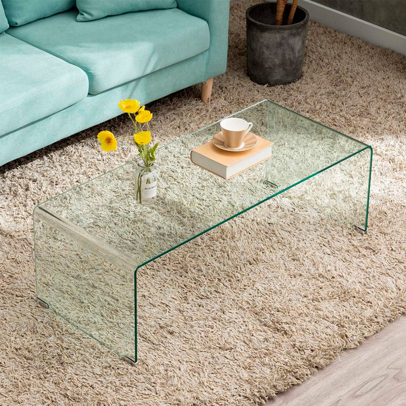 Bouton Glass Coffee Table, 17" H x 39" L x 17" W