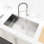 Lavabo en acier inoxydable gris foncé 33 po x 19 po - Fabriqué à la main avec évier à drainage amélioré