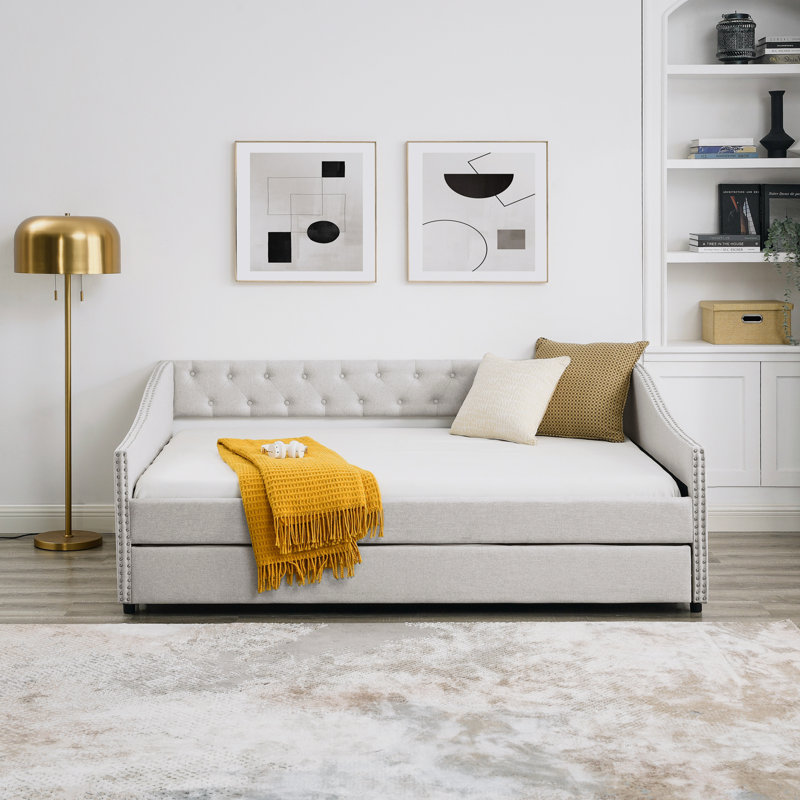 Nadege Upholstered Daybed, Beige, Full