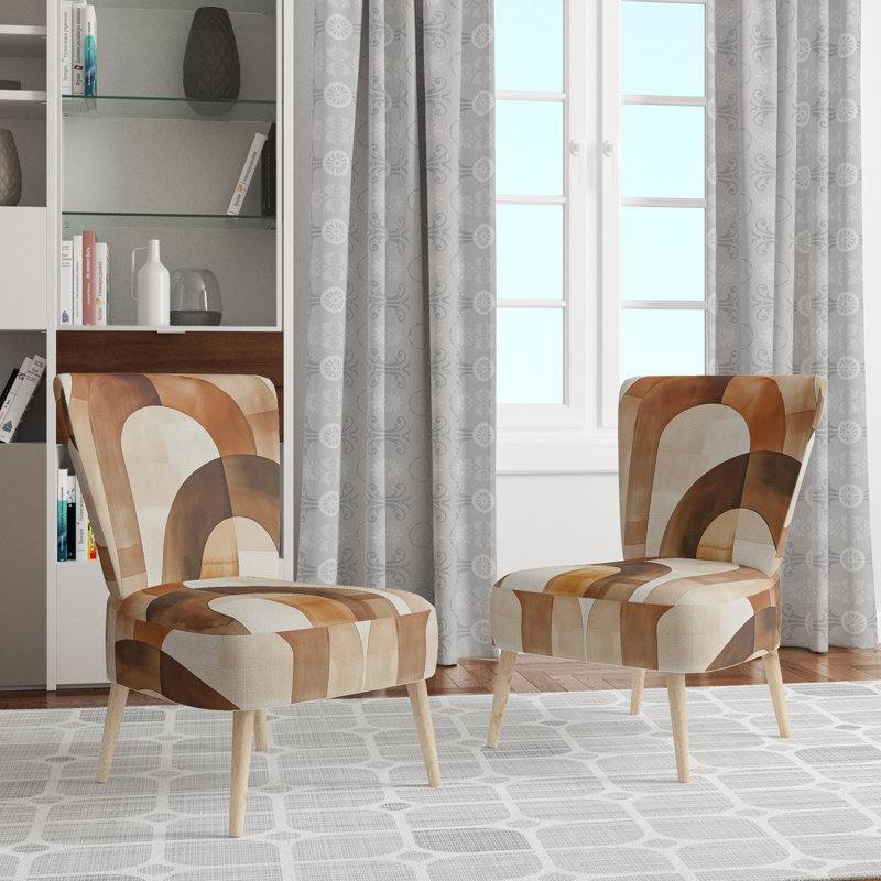 Chaise d'appoint Abstract Shapes - Chaise d'appoint Earthtone Arc Composition V, Side Chair Armless