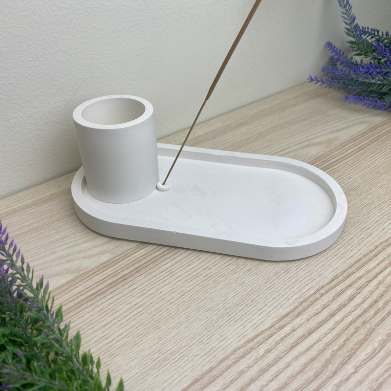 Incense Holder With Stick Storage, White
