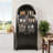 71" Fluted Tall Arched Pantry Cabinet With Adjustable Shelves, Elegant Display Storage With Hidden Drawer & Glass Door For Kitchen, Living Room, Dining Room, Black-1477715275