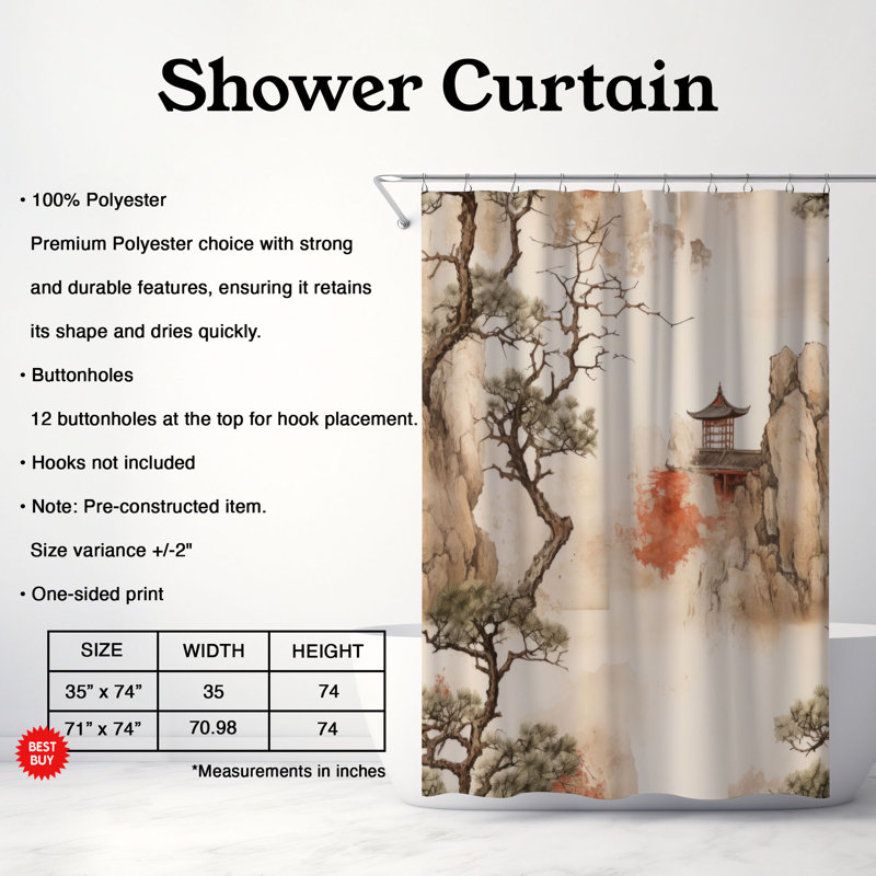Classic Stone - Premium Shower Curtain, 74"H x 71"W