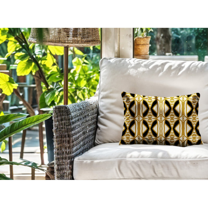 Coussin rectangulaire intérieur / extérieur réversible Sunderland, Rectangle H 14 po x l 20 po, Noir