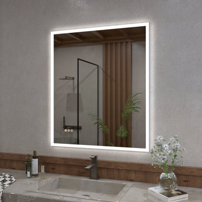 Musci 30 in. W x 36 in. H Rectangular Frameless LED Wall Bathroom Vanity Mirror
