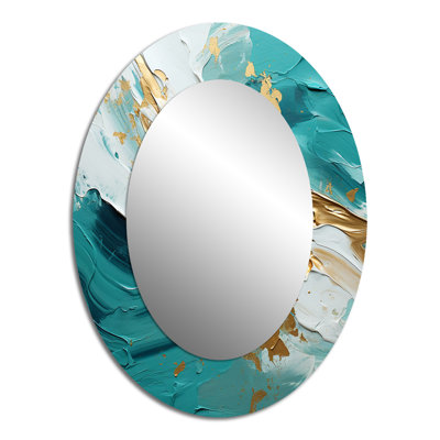 Décoration de miroir doré doré sur fond bleu sarcelle