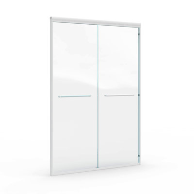 Double Sliding Shower Door, Semi-frameless Bypass Bathroom Sliding Door