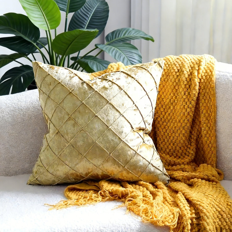 Housses de coussin en velours 18 x 18 pouces à motif de losanges, design décoratif élégant, taies d'oreiller carrées durables pour la décoration intérieure