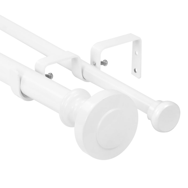 Tringle à rideaux double Muncy, Blanc, H 1 po x l 120 po x P 1 po