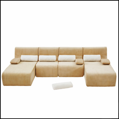 Canapé d'angle surdimensionné en forme de U avec conception modulaire pour un salon confortable et personnalisable