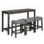 Ensemble de table de bar 4 pièces avec prise de courant, ensemble de table de bar avec chaises, table de bar avec tabourets, table de canapé avec 3 tabourets rembourrés, pour le salon, la salle à manger, gris foncé-2132648647